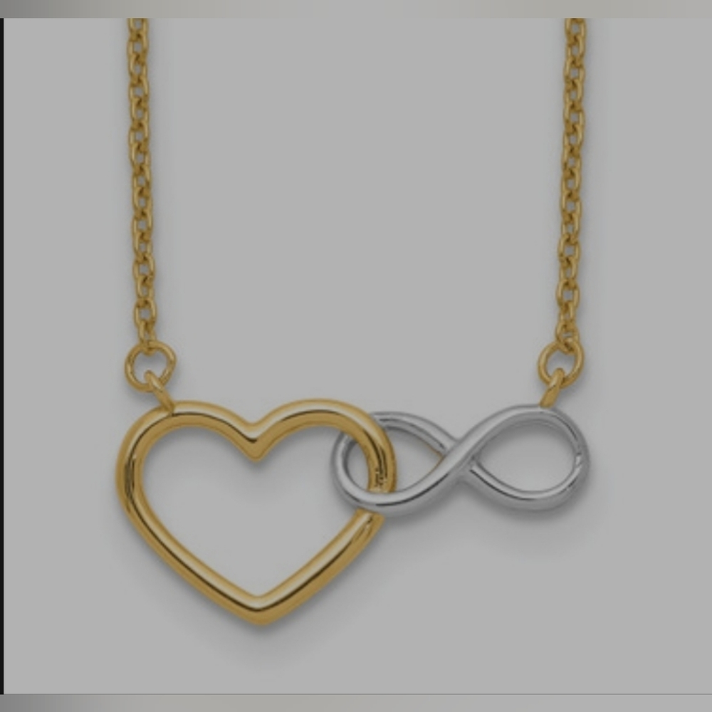 14K Yellow Gold and White Rhodium Heart with Infinity Symbol Necklace